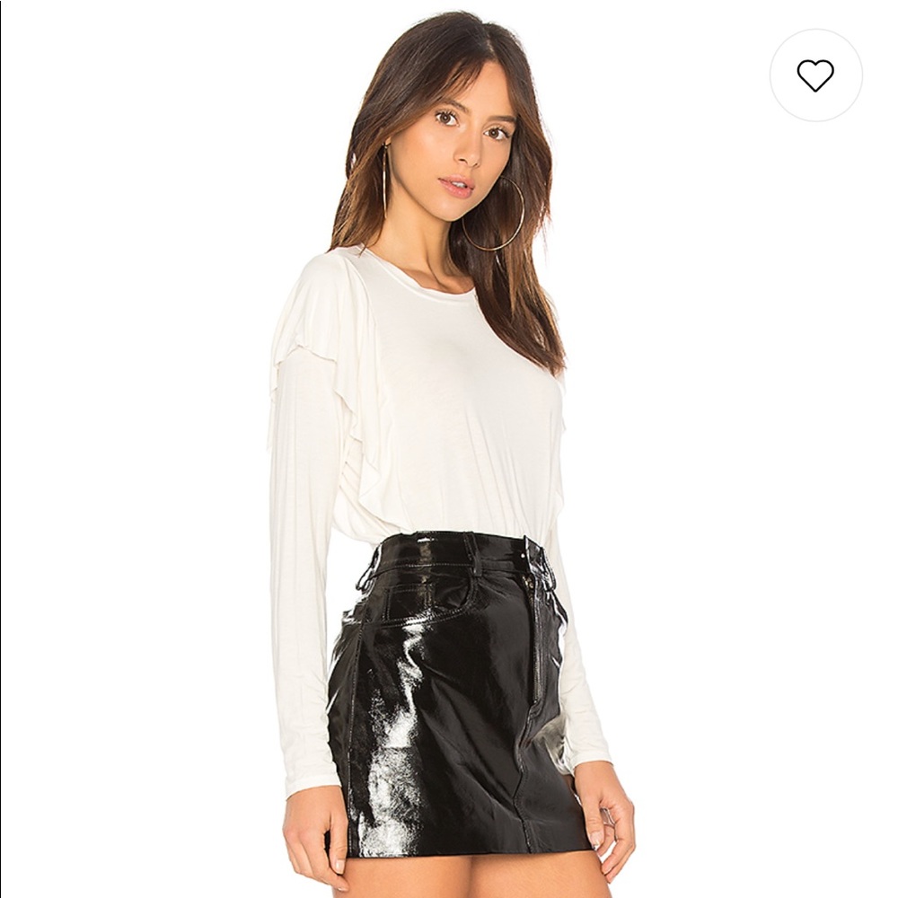 Michael Stars Ruffle Top in Chalk - Picture 2 of 4